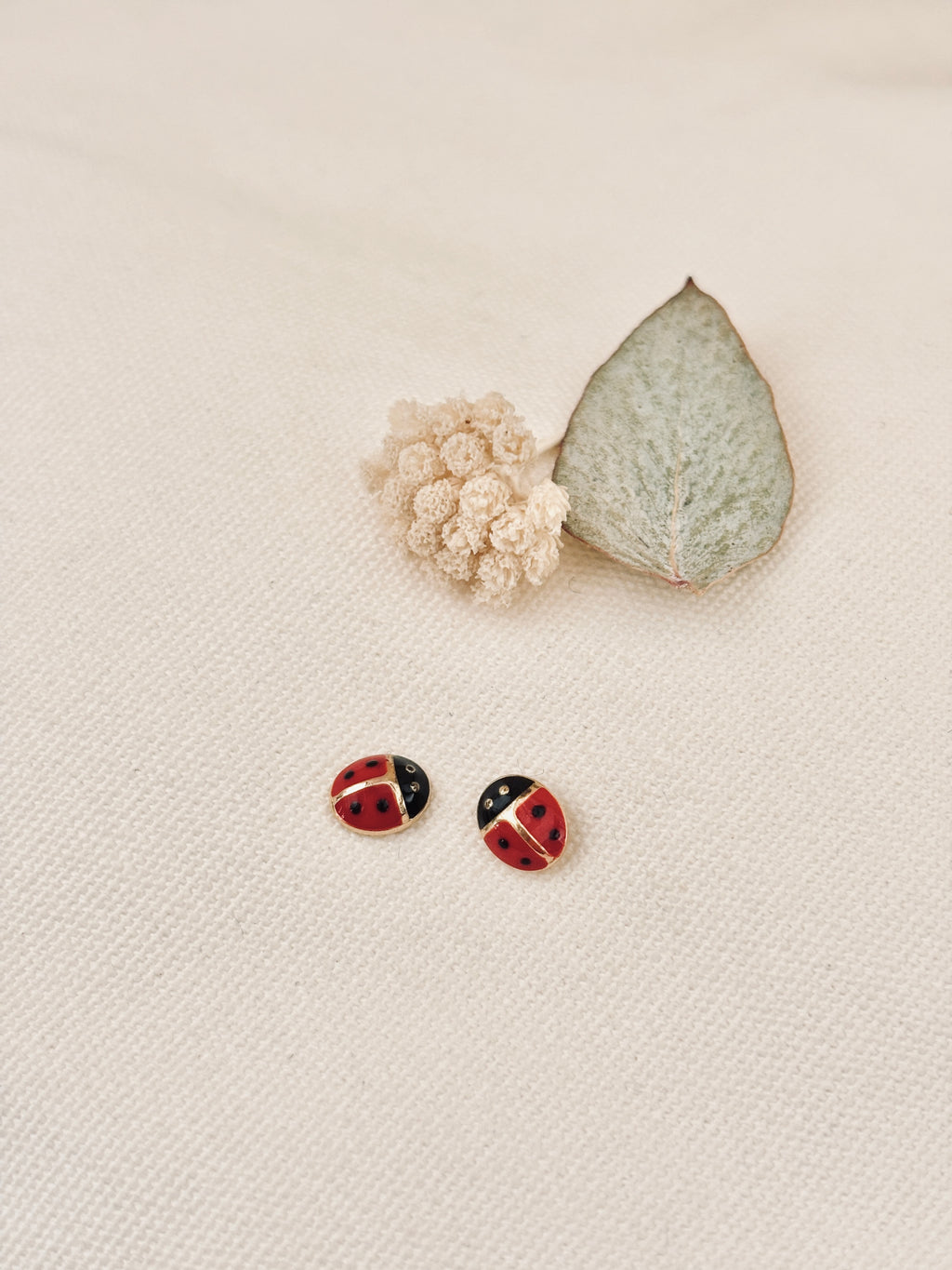 Boucles d'Oreilles Puces Coccinelle Adèle Plaqué Or