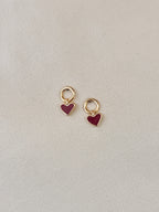 Boucles d'Oreilles Coeur Rouge Pendantes Valentine Plaqué Or