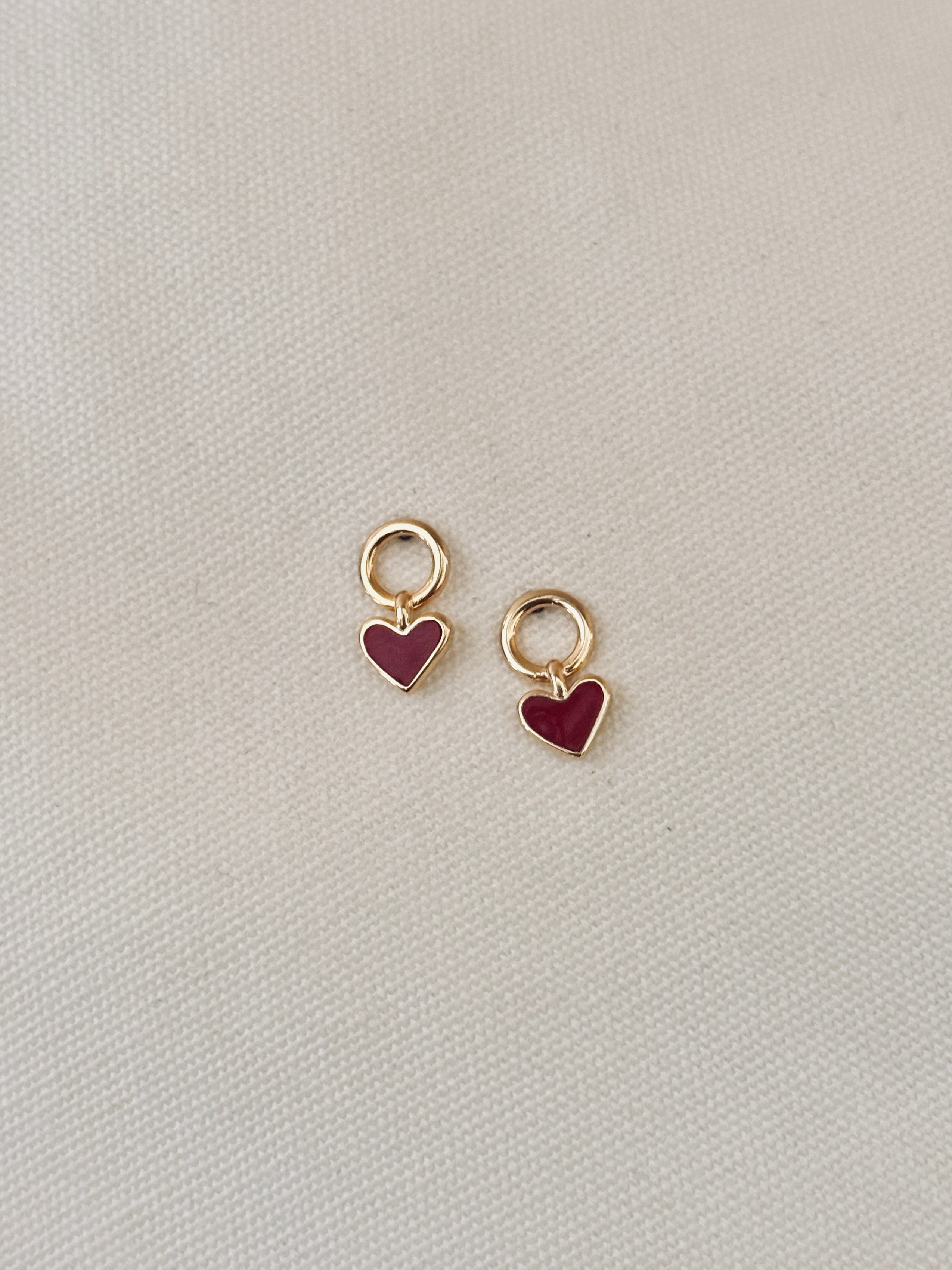 Boucles d'Oreilles Coeur Rouge Pendantes Valentine Plaqué Or