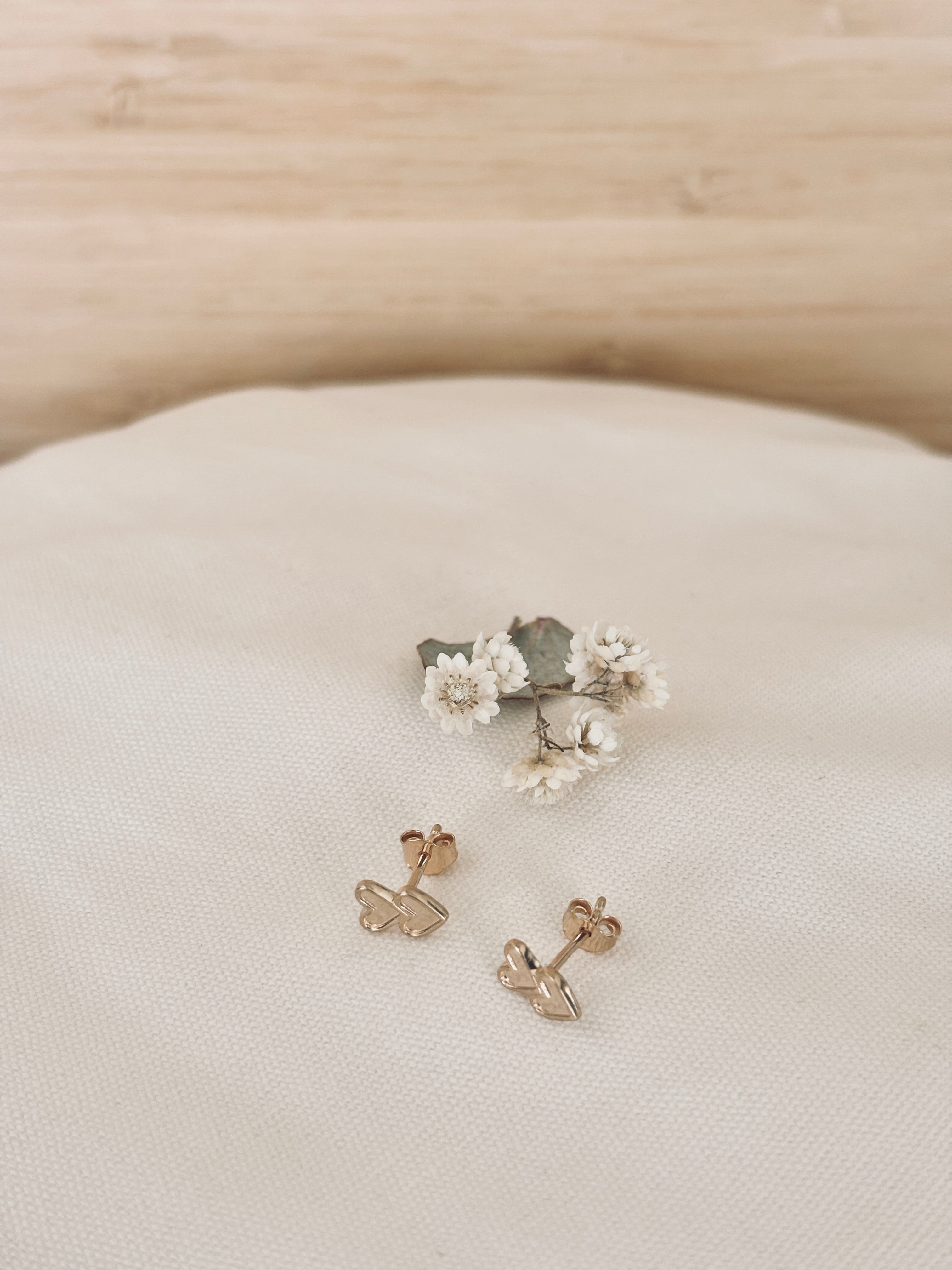 Boucles d'Oreilles Puces Double coeur Noémie Plaqué Or