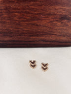 Boucles d'Oreilles Puces Double coeur Noémie Plaqué Or
