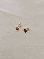 Boucles d'Oreilles Puces Fraise Inès Plaqué Or