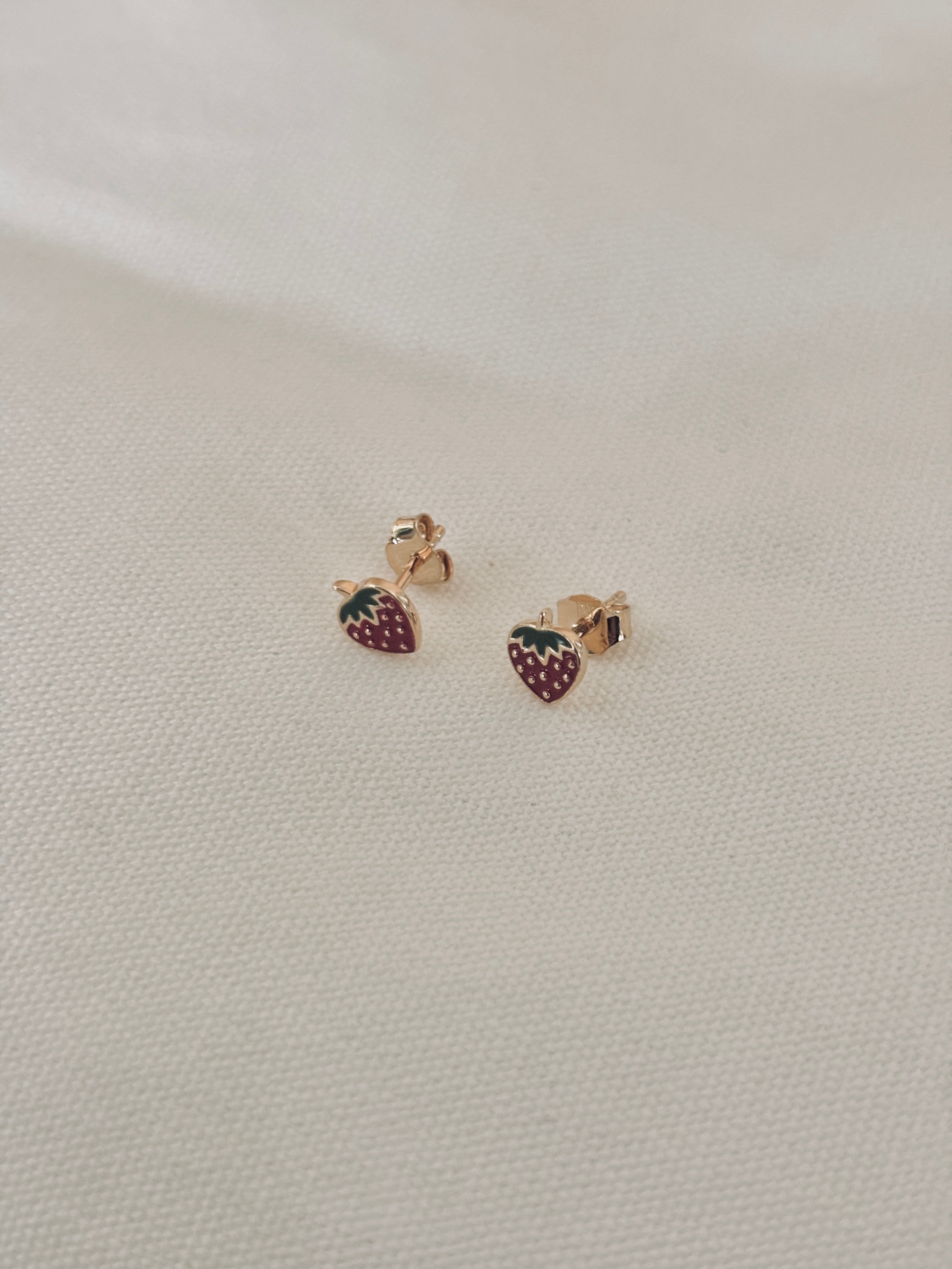Boucles d'Oreilles Puces Fraise Inès Plaqué Or