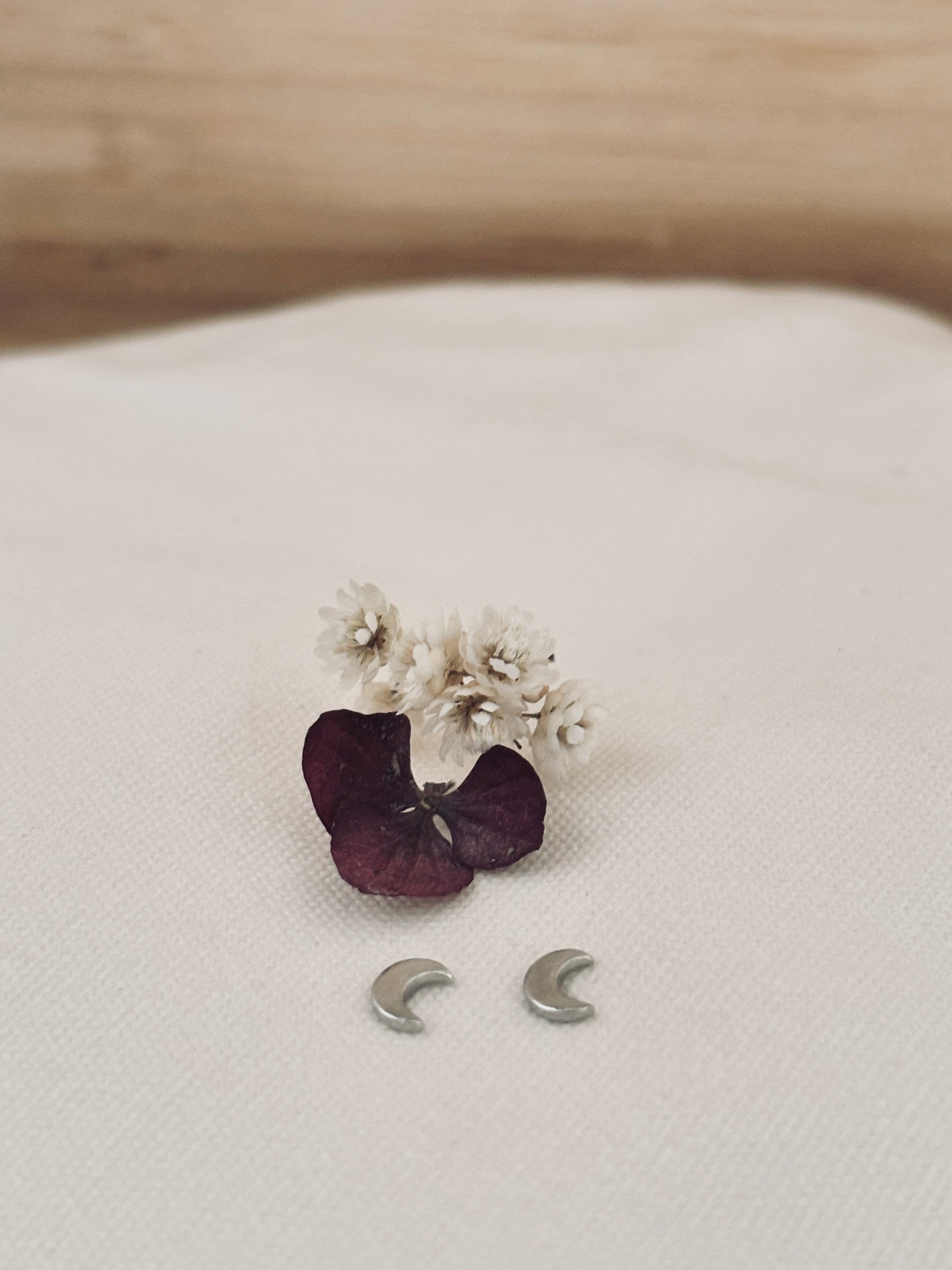 Boucles d'Oreilles Puces Lune Anaïs Argent
