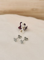 Boucles d'Oreilles Puces Fleurs Flora Argent