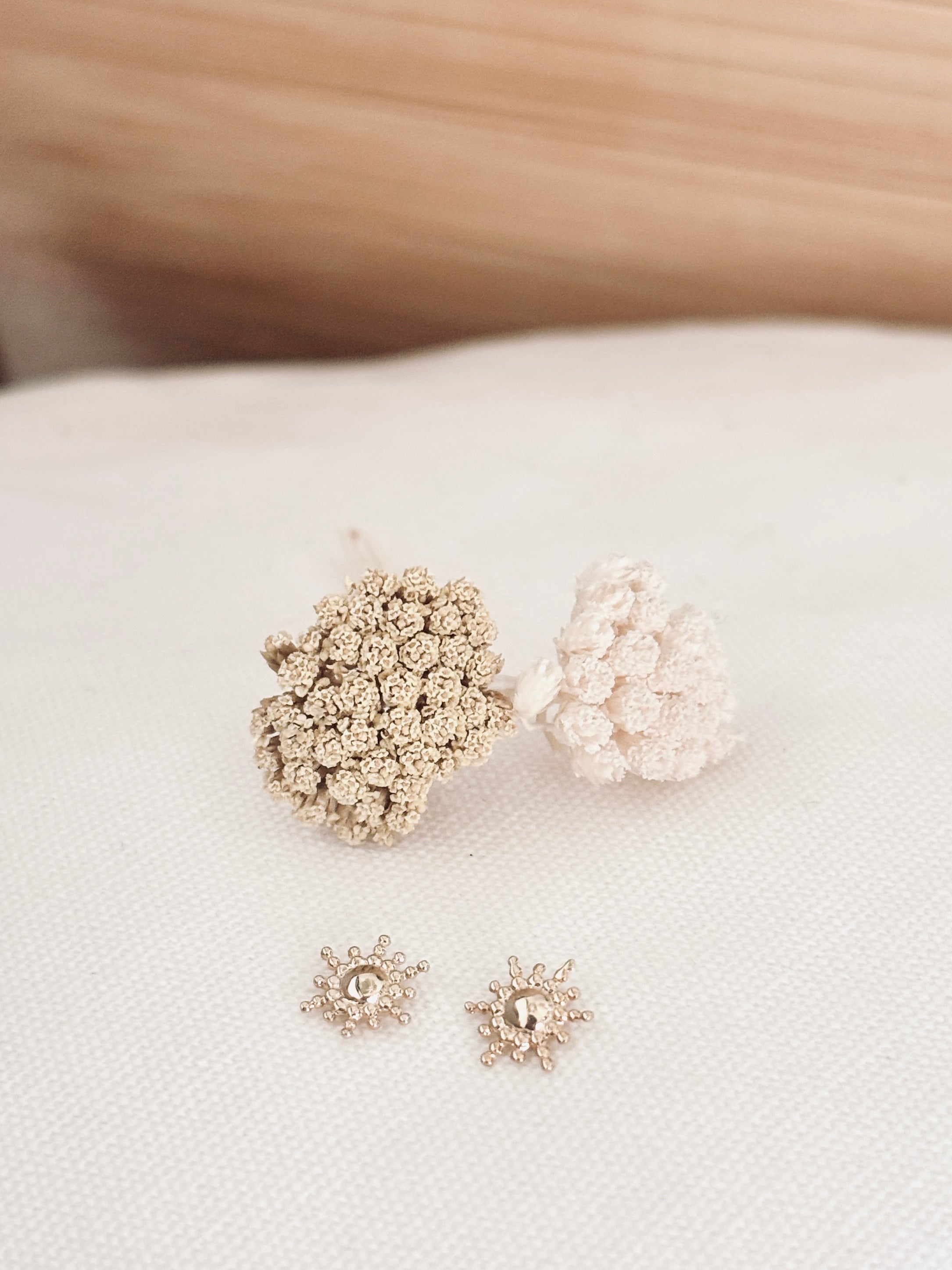 Boucles d'Oreilles Puces Soleil Solyne Plaqué Or