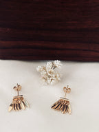 Boucles d'Oreilles Puces Feuilles Iris Plaqué Or