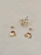 Boucles d'Oreilles Puces Feuilles Iris Plaqué Or