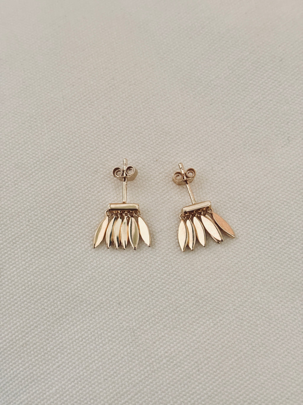 Boucles d'Oreilles Puces Feuilles Iris Plaqué Or