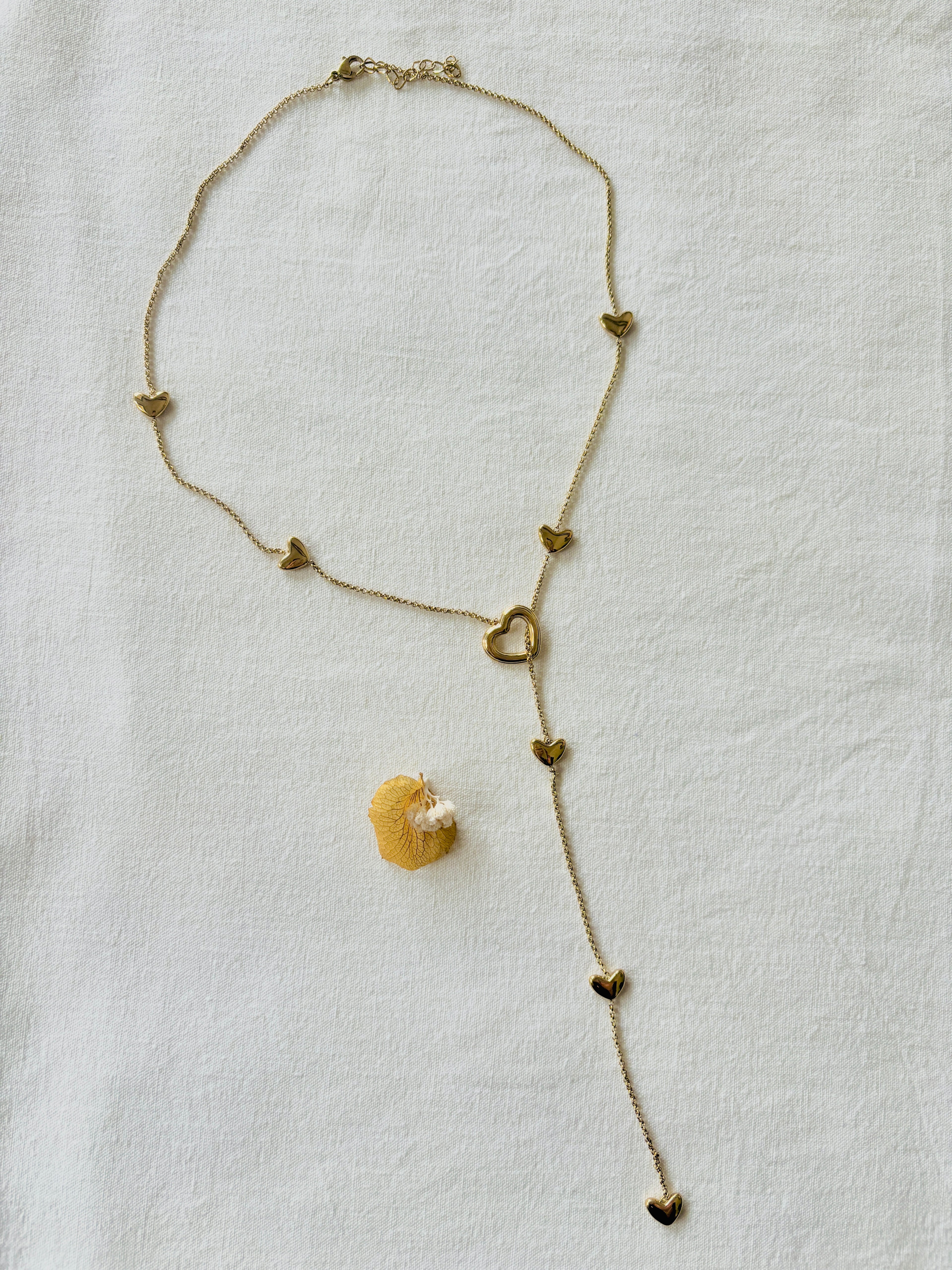 Collier Sautoir Cœurs Sasha Acier PVD