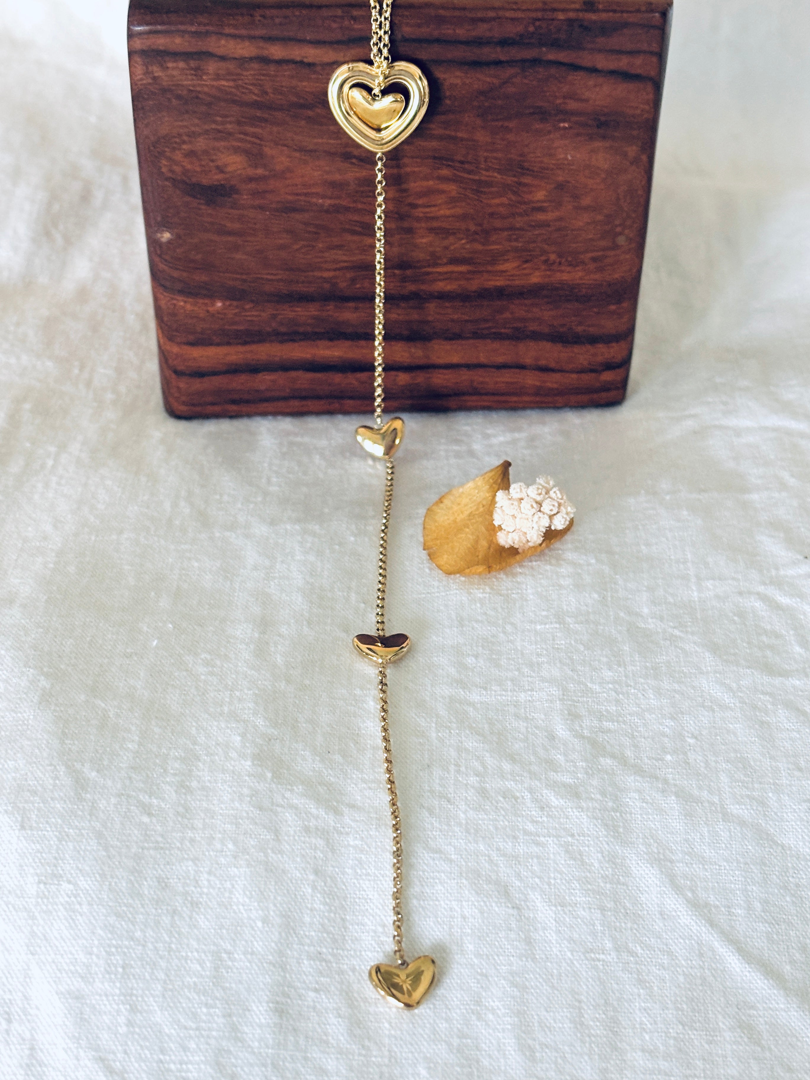 Collier Sautoir Cœurs Sasha Acier PVD